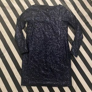 Tibi Sz S Navy Long Sleeve Sequin Dress with Open Back